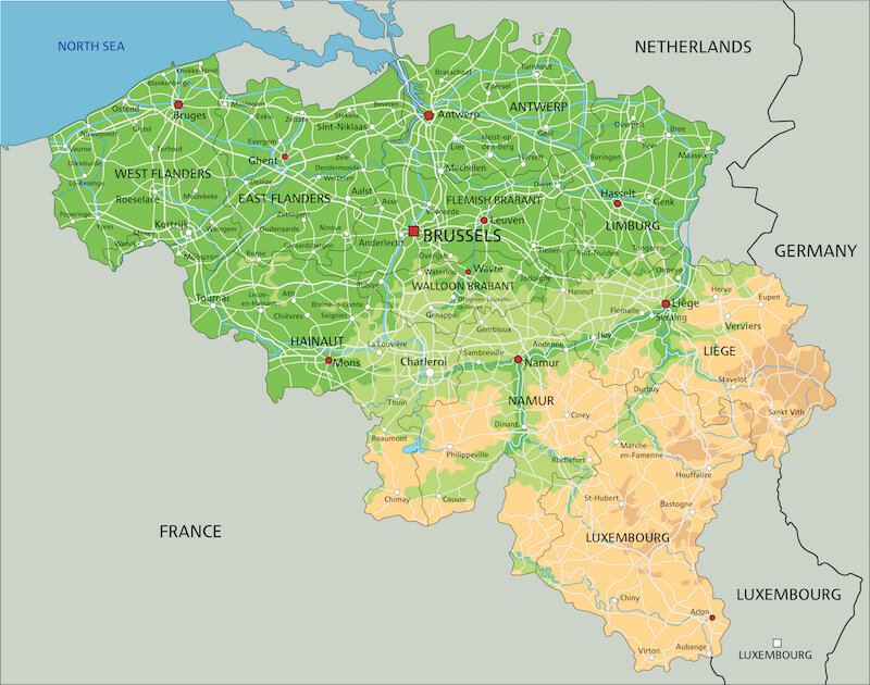 Belgium topographic map Belgium topographic map
