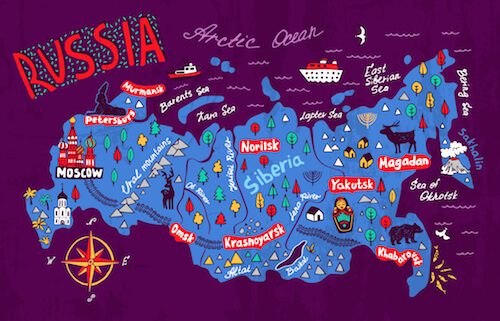 Russia map cartoon - shutterstock.com