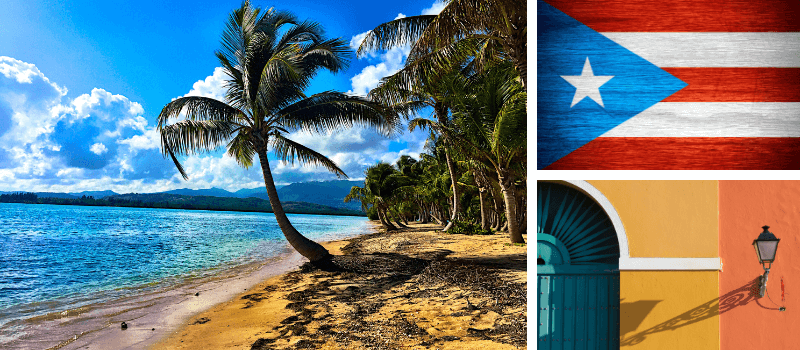 Puerto Rico impressions: beach, flag and colourful house puerto rico header